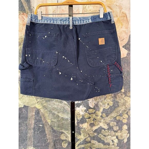 New Free People TRICIA FIX  Carhartt Mini Skirt - Navy Size Large - Picture 5 of 9